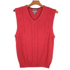 LYLE & SCOTT Sweater Vest Mens L Ribbed Combed Cotton Red